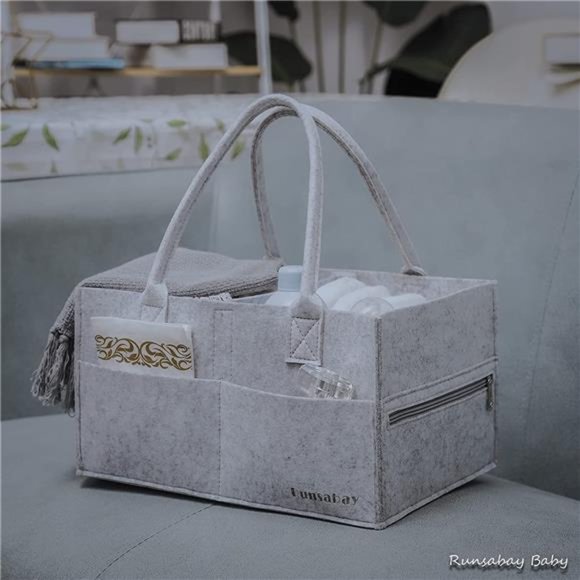 Baby Diaper Caddy Organizer | Portable Nursery Essentials Storage Basket Bin - Picture 7 of 7